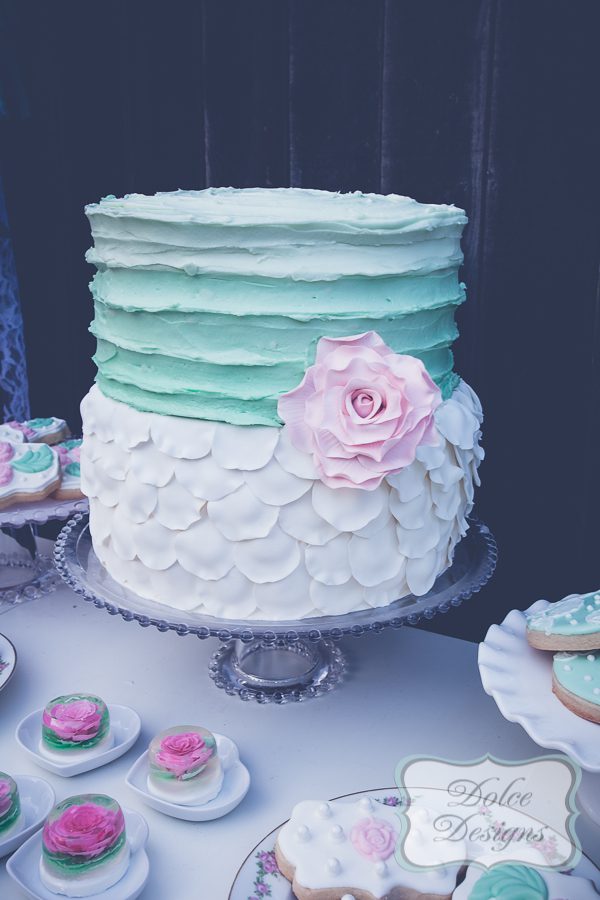 romantic mint green wedding cake austin